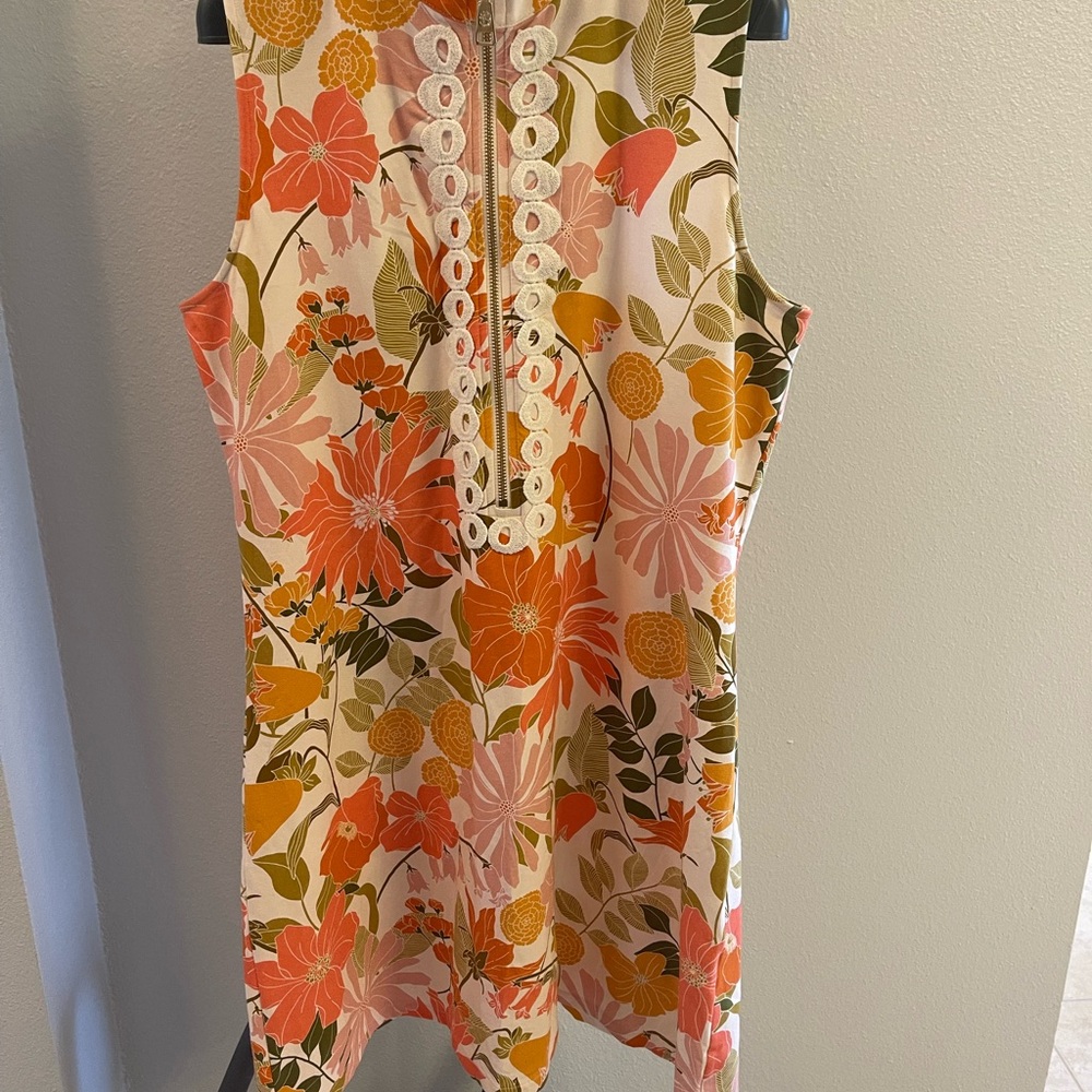 Spartina Floral Sleeveless Dress with Lace Detail on zipper front. Size XL.